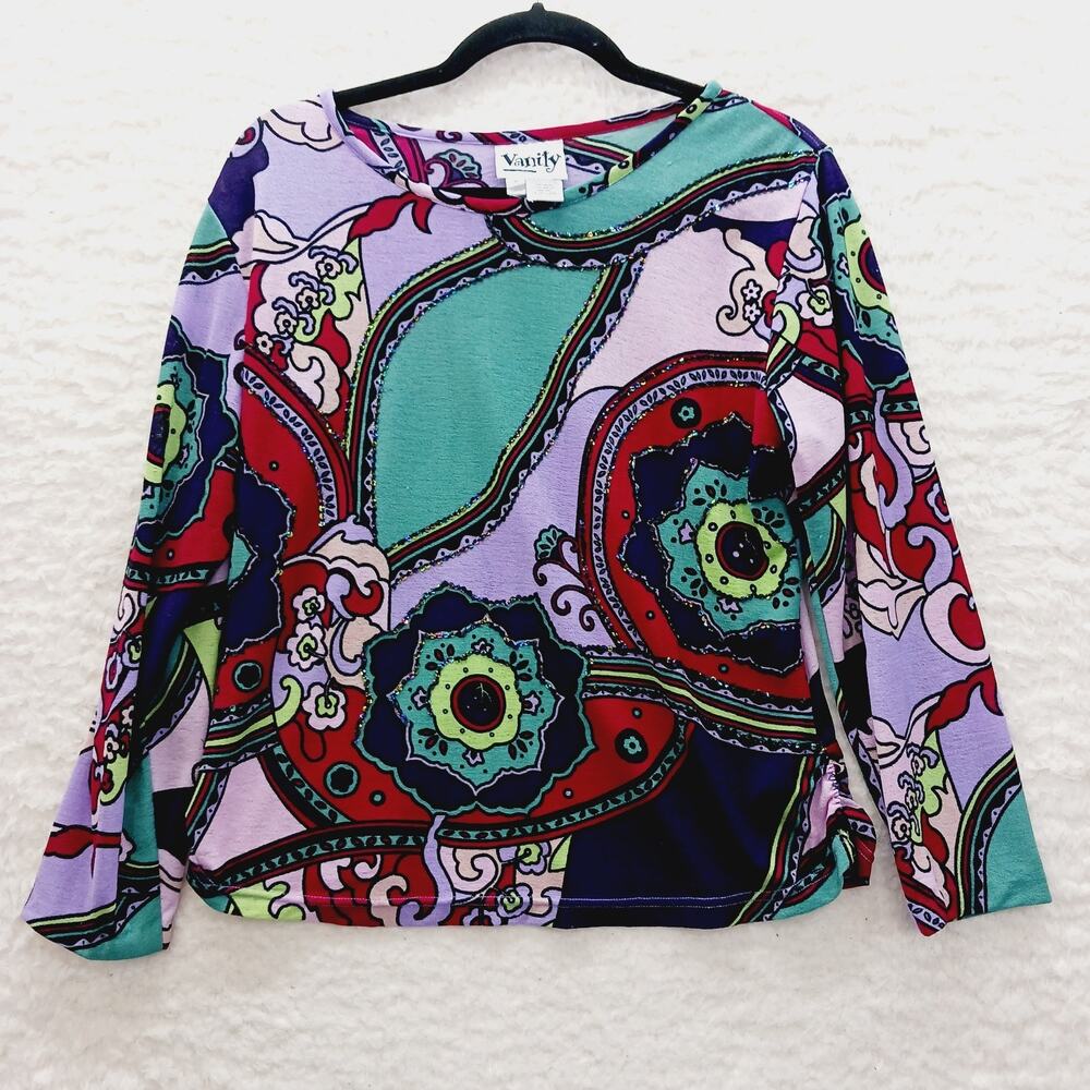 Blouse Y2K Psychedelic Statement Maximalist Bold Festival Retro Dopamine Size XL
